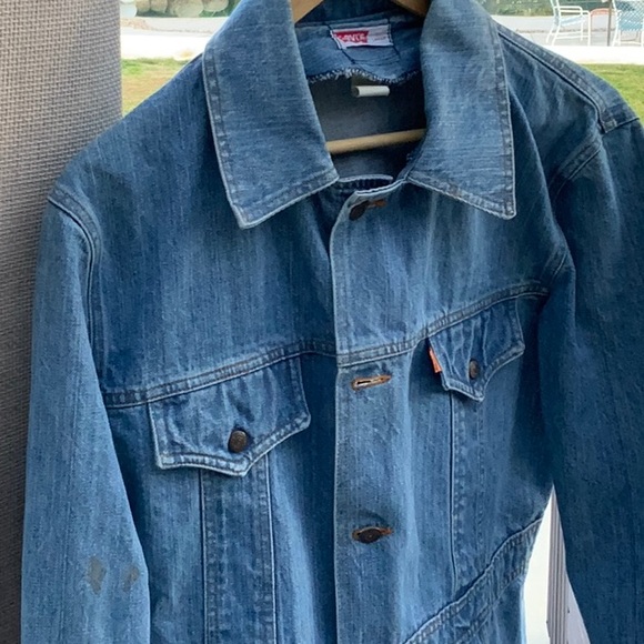 1970's Men's Original Orange Tag Blue Denim Levis Chore Jacket - Picture 3 of 9